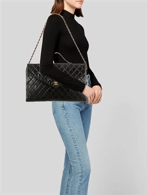 chanel vintage maxi single flap bag|More.